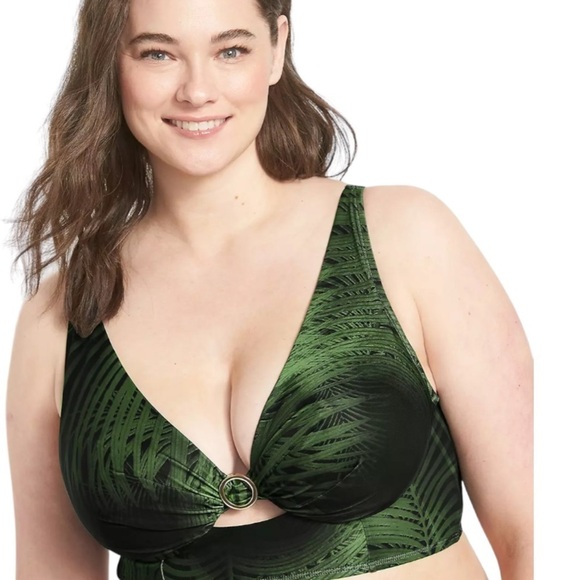 Lane Bryant NWOT Plunge Underwire Swim Bikini Top Im Breezy Palms- 46DD - Picture 4 of 4